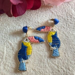Parrot Head Buffet Toucan Parrot Thread Earrings